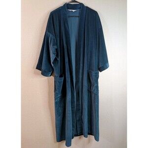 Vtg Christian Dior Robe Teal Velour "Old Money" Luxury Lounge Coat One Size USA